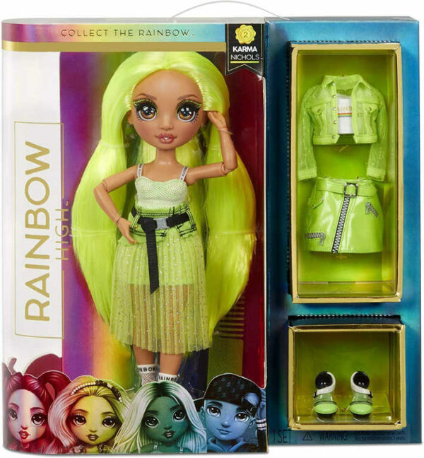 RAINBOW HIGH Fashion Karma Nichols módní panenka set s oblečky a doplňky
