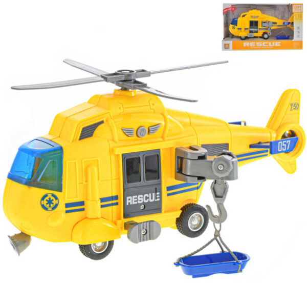 Helikoptéra záchranářská 28cm na setrvačník na baterie Světlo Zvuk plast