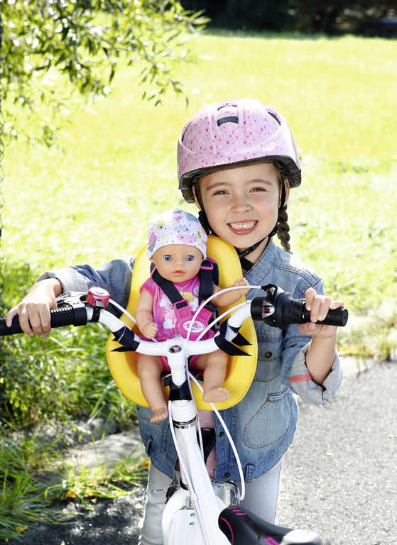 ZAPF BABY BORN Cyklo sedačka na kolo žlutá pro panenku miminko plast