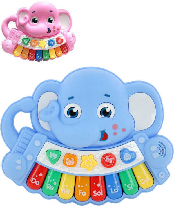 PL Baby pianko slon dětský keyboard na baterie Světlo Zvuk 2 barvy