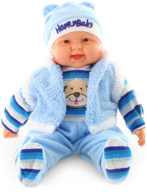 Panenka miminko velké kluk 55cm modrý obleček s pejskem měkké tělíčko