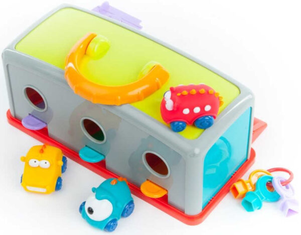 Garáž Little Hero plastová barevná set se 3 autíčky s očima a doplňky přenosná