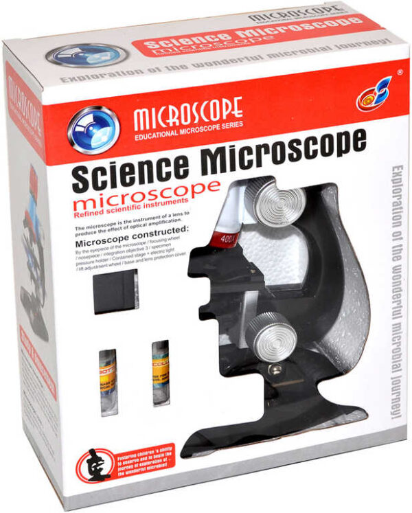 Mikroskop dětský vědecký na baterie set s doplňky v krabici Světlo