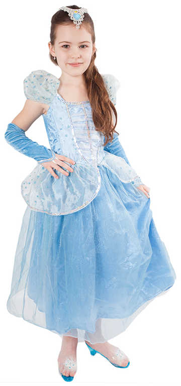 KARNEVAL Šaty princezna modrá hvězda vel. L (130-140 cm) 8-10 let *KOSTÝM*