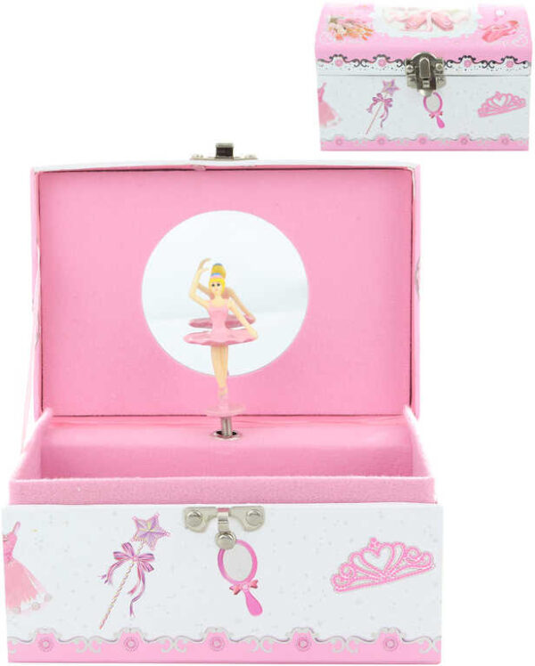 Šperkovnice hrací skříňka s panenkou baletkou na natažení v sáčku