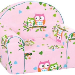 BINO Křesílko dětské růžová sedačka se sovičkami