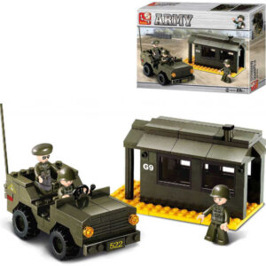 SLUBAN Stavebnice ARMY Auto vojenská stráž set 171 dílků + figurka 3ks plast