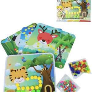 Mozaika s hříbky a obrázky zvířátka 5 karet v krabici