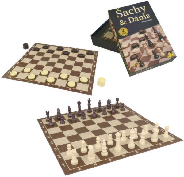 Hra Šachy + Dáma 34x34cm plast v krabici *SPOLEČENSKÉ HRY*