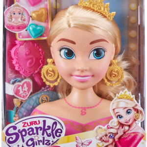 Hlava česací Sparkle Girlz blondýnka set s kadeřnickými doplňky v krabici