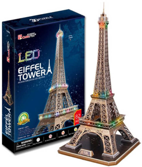 CUBICFUN Puzzle Eiffelova věž 3D model 82 dílků na baterie LED Světlo