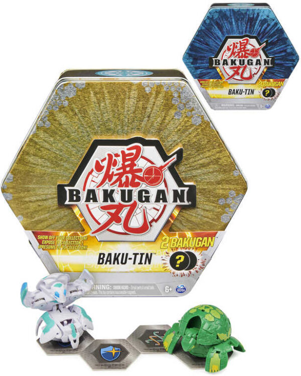 Bakugan 6ks set s kartami a žetony v exkluzivním plechovém boxu 2 druhy
