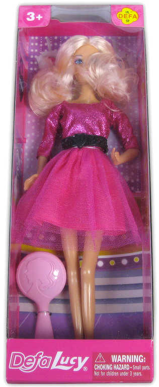 Panenka Defa Lucy retro šaty růžové set s hřebenem v krabičce