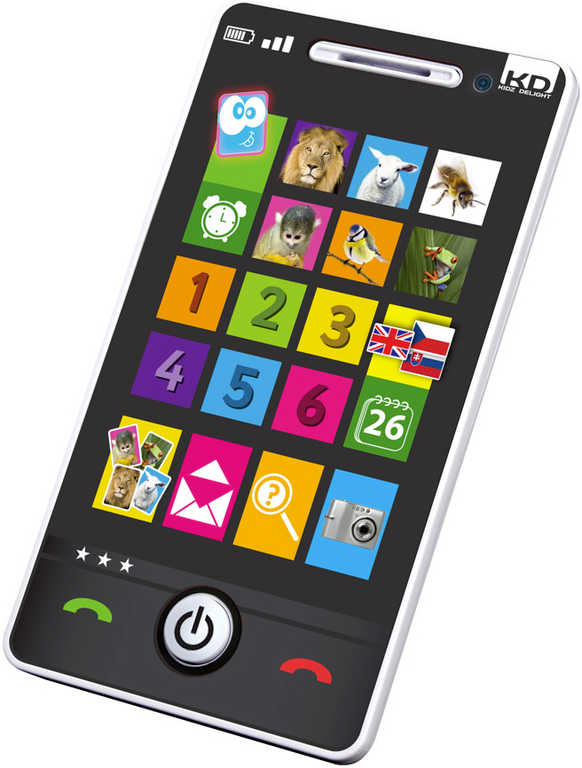 Smartphone telefon dětský dotykový 4 hry naučný na baterie CZ/SK/AJ Zvuk