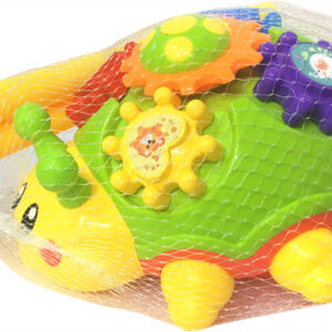 Brouček baby barevný tahací s ozubenými kolečky s ručkou v síťce