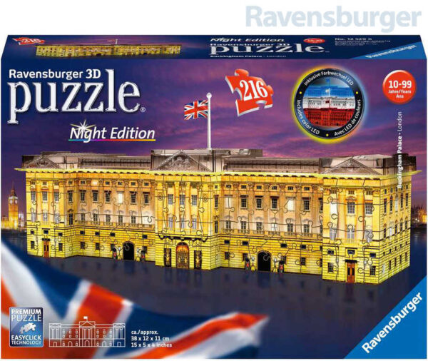 RAVENSBURGER Puzzle 3D Buckinghamský palác Noční edice 216 dílků LED Světlo