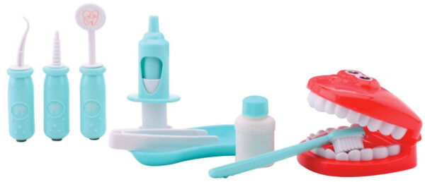 Malý dentista set zubařské nástroje s chrupem 10ks v přenosném kufříku plast