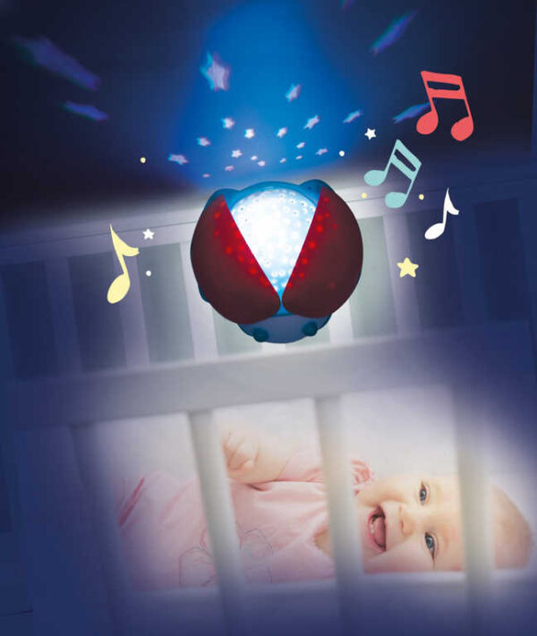 CLEMENTONI Baby projektor beruška noční obloha na baterie Světlo Zvuk