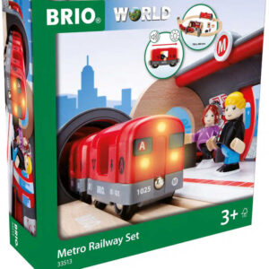 BRIO Železniční sada vláčkodráha se soupravou metra a nástupištěm na baterie